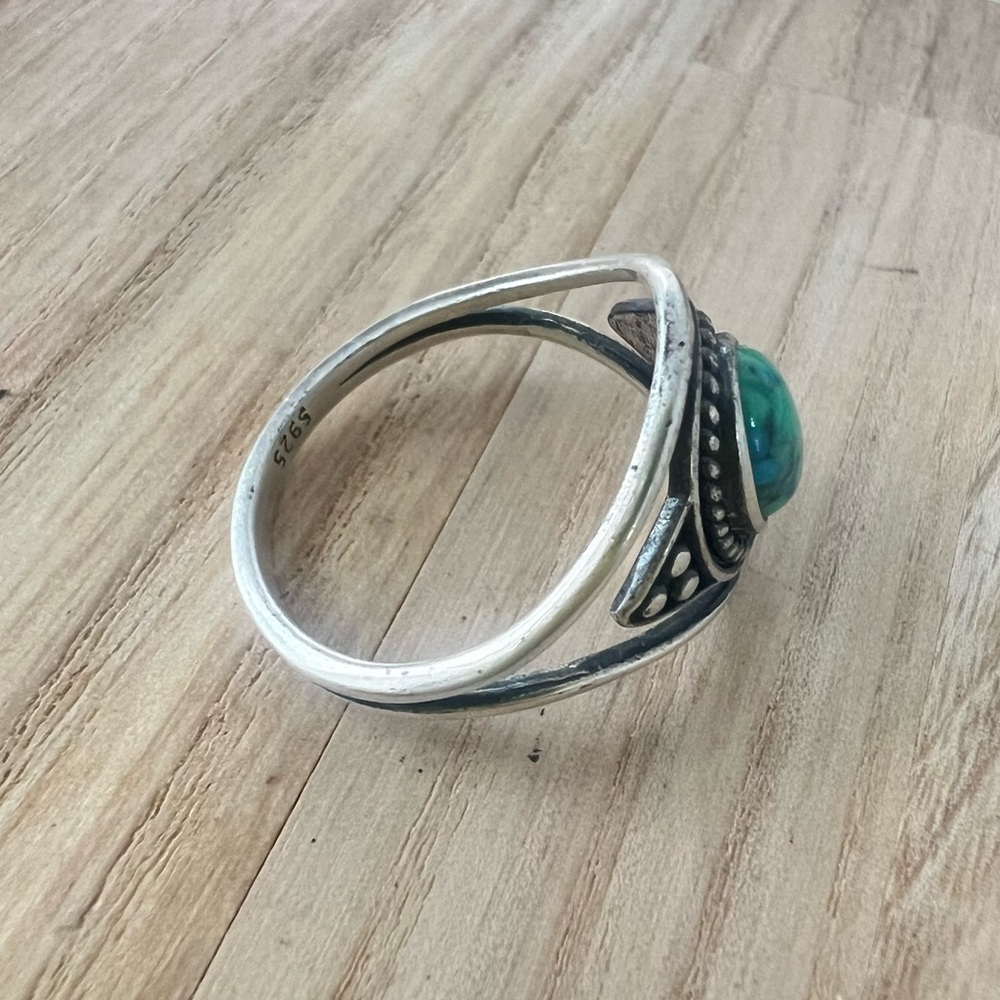 Vintage style 925 sterling silver blue green gemstone ring - Picture 3 of 8